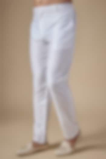 White Art Silk Pants by ALOUKIK at Pernia's Pop Up Shop