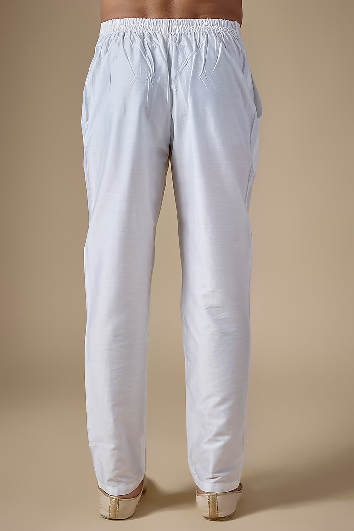 White Art Silk Pants by ALOUKIK at Pernia's Pop Up Shop
