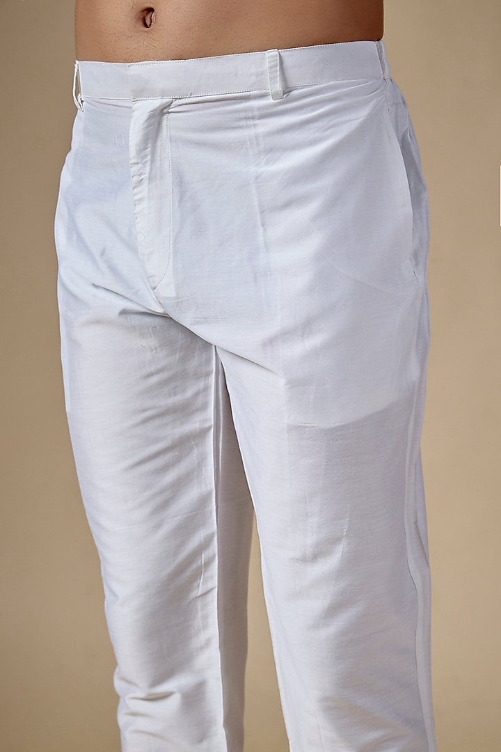 White Art Silk Pants by ALOUKIK at Pernia's Pop Up Shop