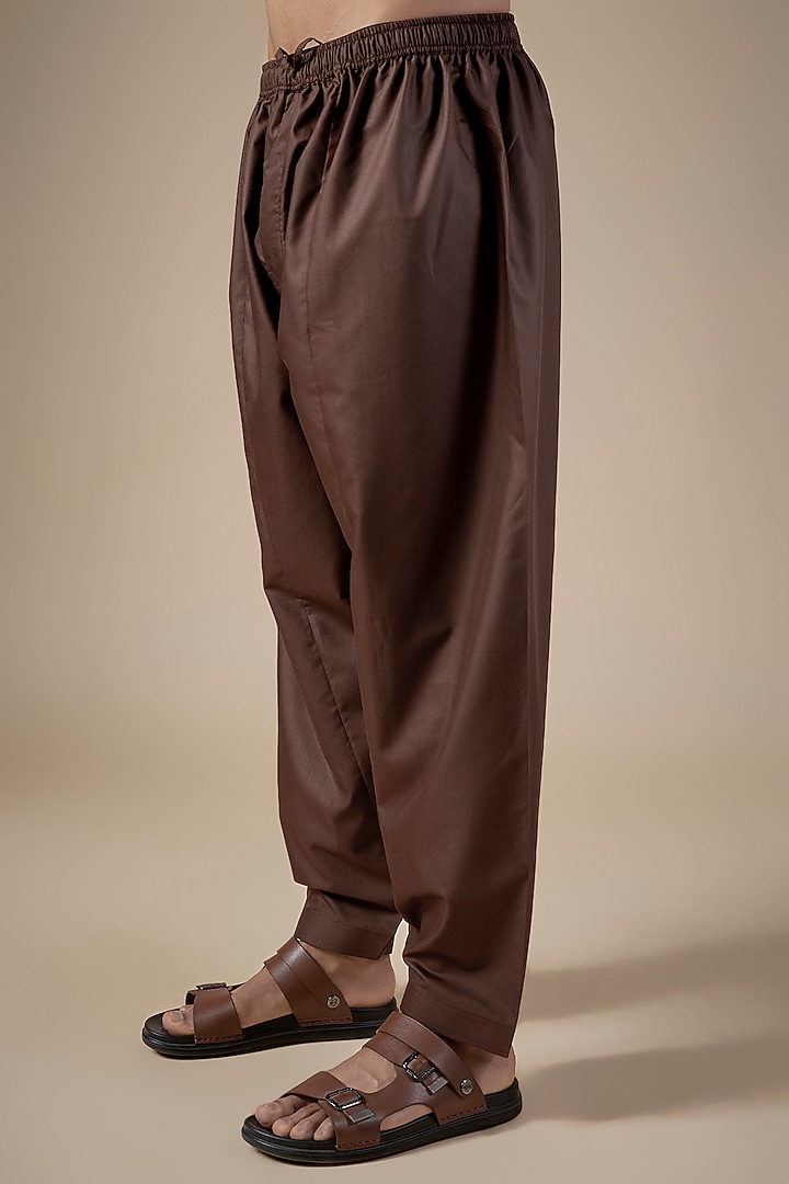 Brown Art Silk Pathani Kurta Set by ALOUKIK at Pernia's Pop Up Shop