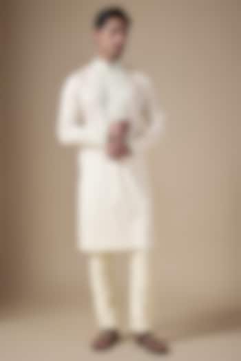 White Art Silk Dori Work Kurta Set by ALOUKIK at Pernia's Pop Up Shop