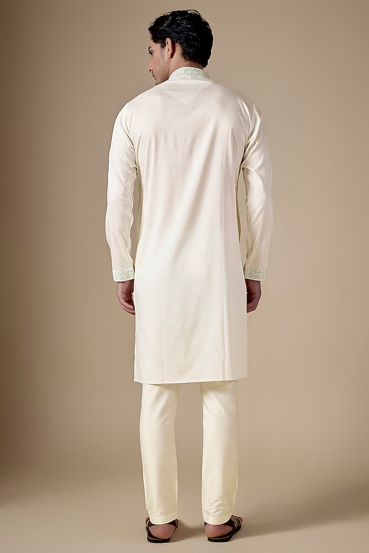 White Art Silk Dori Work Kurta Set by ALOUKIK at Pernia's Pop Up Shop