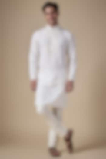 White Art Silk Abla Work Kurta Set by ALOUKIK at Pernia's Pop Up Shop