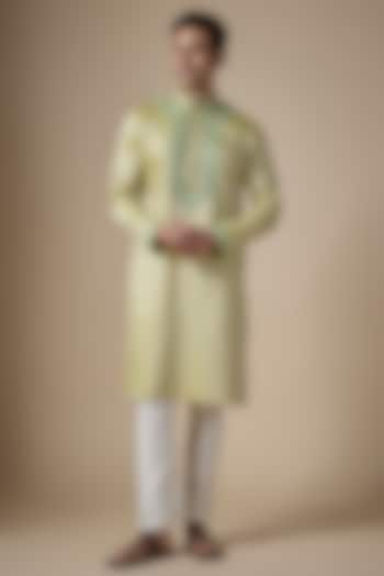 Pista Green Art Silk Dori Work Kurta Set by ALOUKIK at Pernia's Pop Up Shop