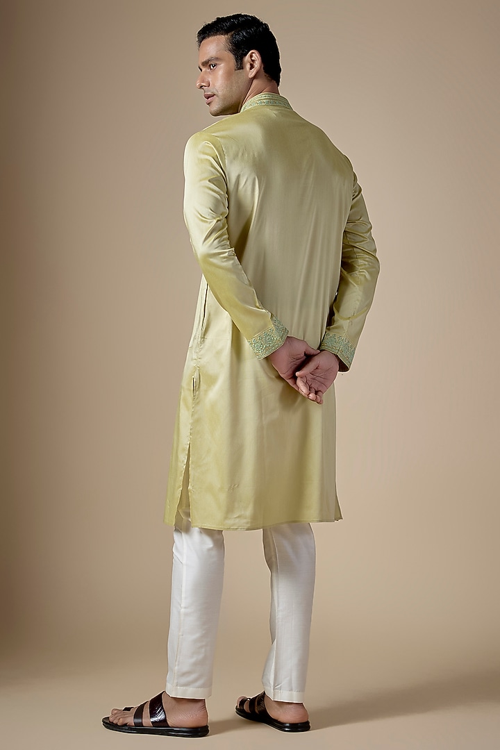 Pista Green Art Silk Dori Work Kurta Set by ALOUKIK at Pernia's Pop Up Shop
