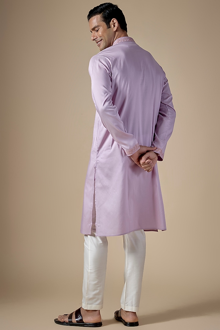 Lavender Art Silk Dori Work Kurta Set by ALOUKIK at Pernia's Pop Up Shop