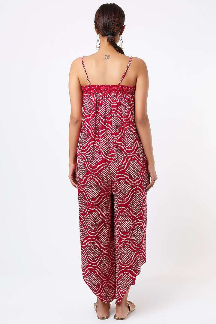 Red Printed Strappy Vacation Dress by Alpa & Reena at Pernia's Pop Up Shop