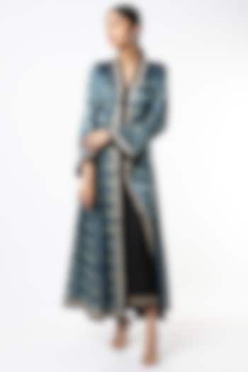 Green Ajrakh Printed Party Wear Anarkali Set by Alpa & Reena at Pernia's Pop Up Shop