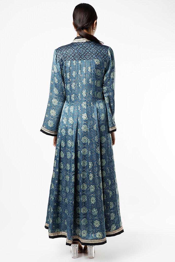Green Ajrakh Printed Party Wear Anarkali Set by Alpa & Reena at Pernia's Pop Up Shop