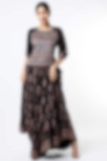 Black & Maroon Kodi Embroidered Skirt Set by Alpa & Reena at Pernia's Pop Up Shop