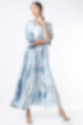 Indigo & White Shibori Tie-Dye Printed Layered Summer Dress by Alpa & Reena at Pernia's Pop Up Shop