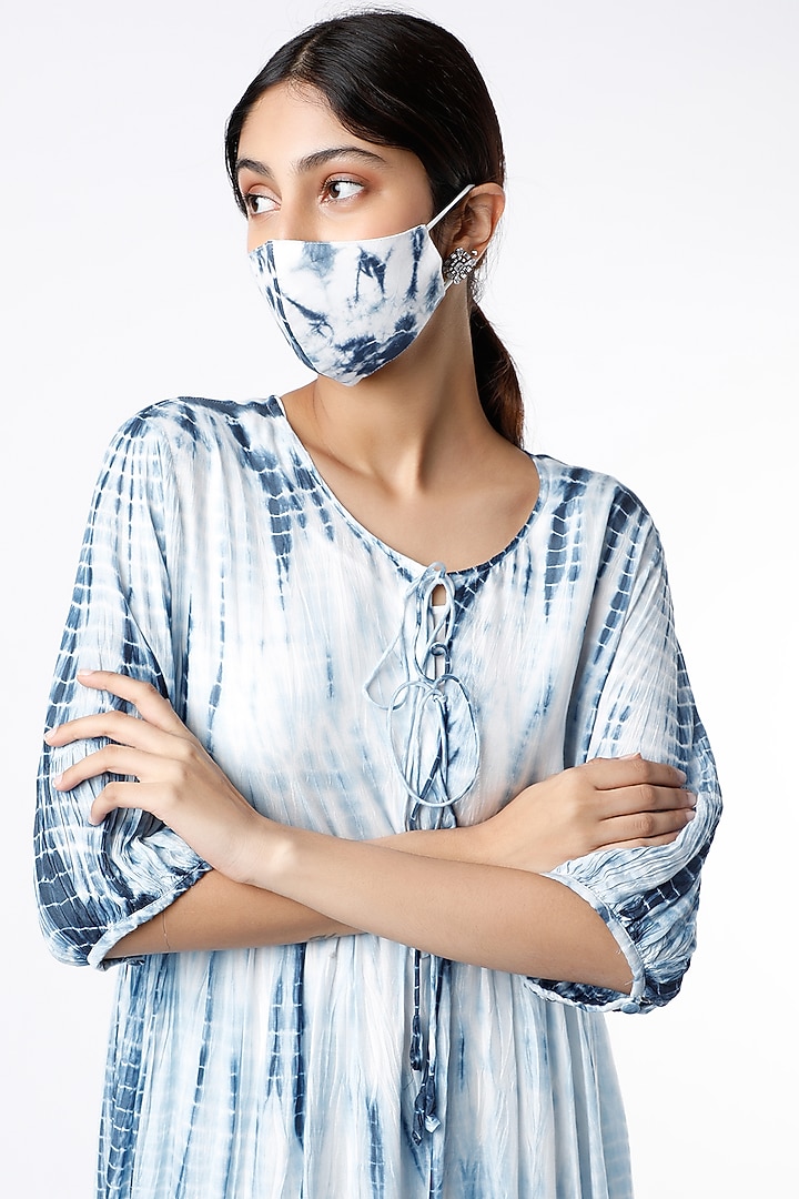 Indigo & White Shibori Tie-Dye Printed Layered Summer Dress by Alpa & Reena at Pernia's Pop Up Shop