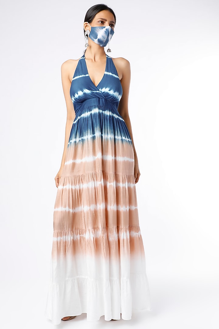 Indigo & Brown Tie-Dye Summer Dress by Alpa & Reena at Pernia's Pop Up Shop