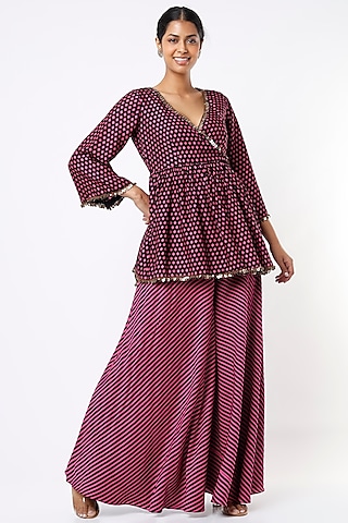 Black & Pink Printed Sharara Set by Alpa & Reena