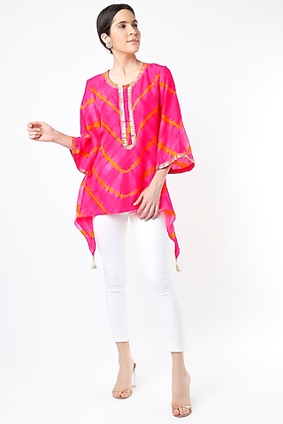 Pink Tie-Dye Asymmetrical Tunic by Alpa & Reena