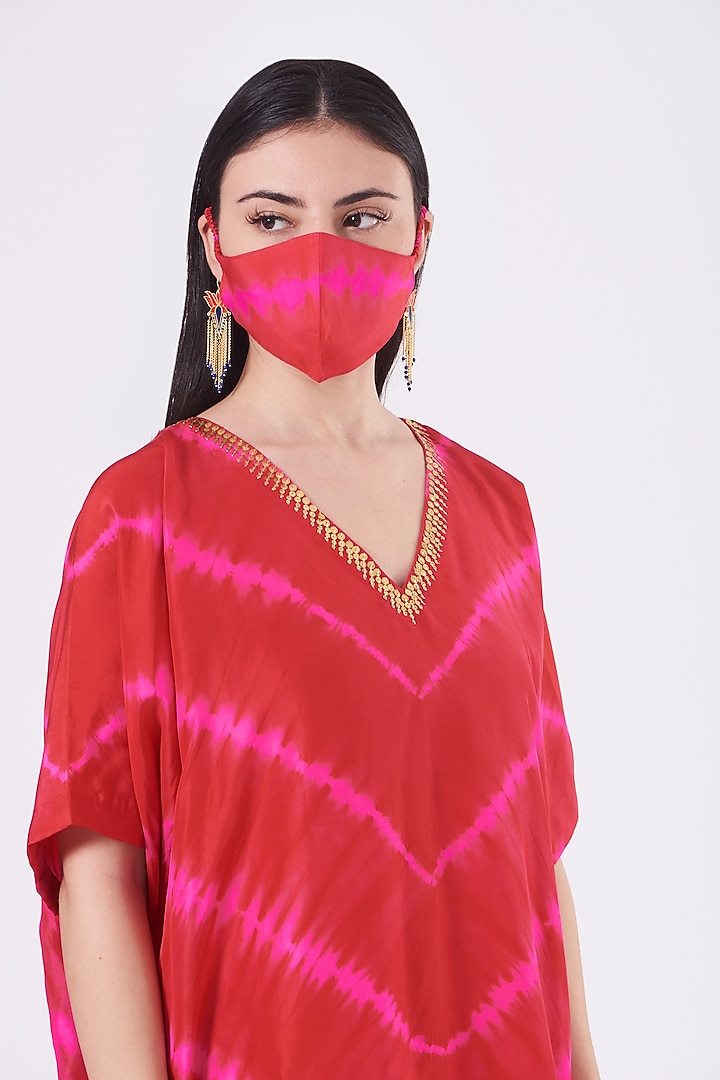 Fiery Red & Fuchsia Tie-Dyed Tunic by Alpa & Reena at Pernia's Pop Up Shop