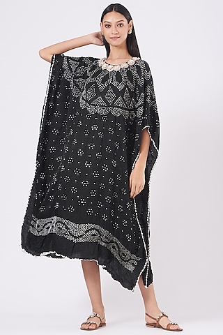 Black Printed Kaftan by Alpa & Reena