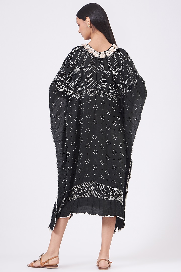 Black Printed Kaftan by Alpa & Reena at Pernia's Pop Up Shop