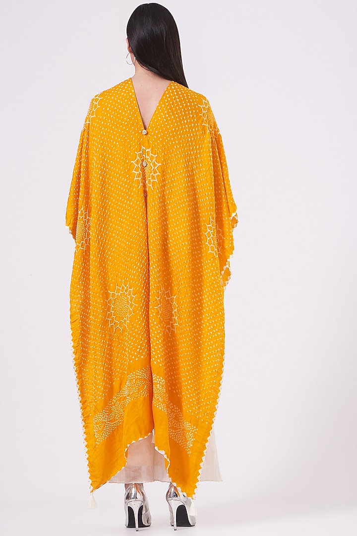Spectrum Yellow Printed Cape With Tube Top by Alpa & Reena at Pernia's Pop Up Shop