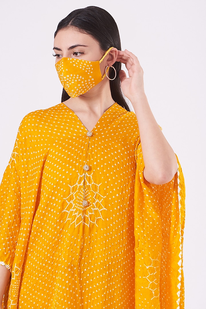 Spectrum Yellow Printed Cape With Tube Top by Alpa & Reena at Pernia's Pop Up Shop