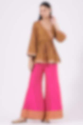 Fuchsia Embroidered Palazzo Pant Set by Alpa & Reena