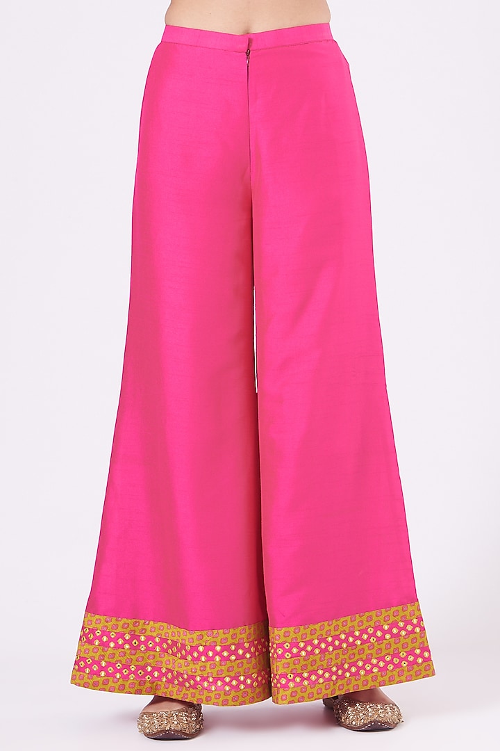 Fuchsia Embroidered Palazzo Pant Set by Alpa & Reena at Pernia's Pop Up Shop