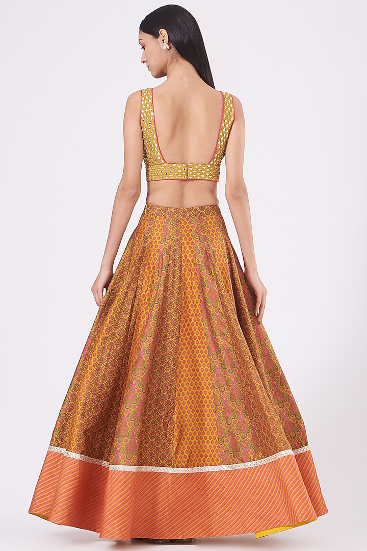 Coral Silk Skirt Set by Alpa & Reena at Pernia's Pop Up Shop