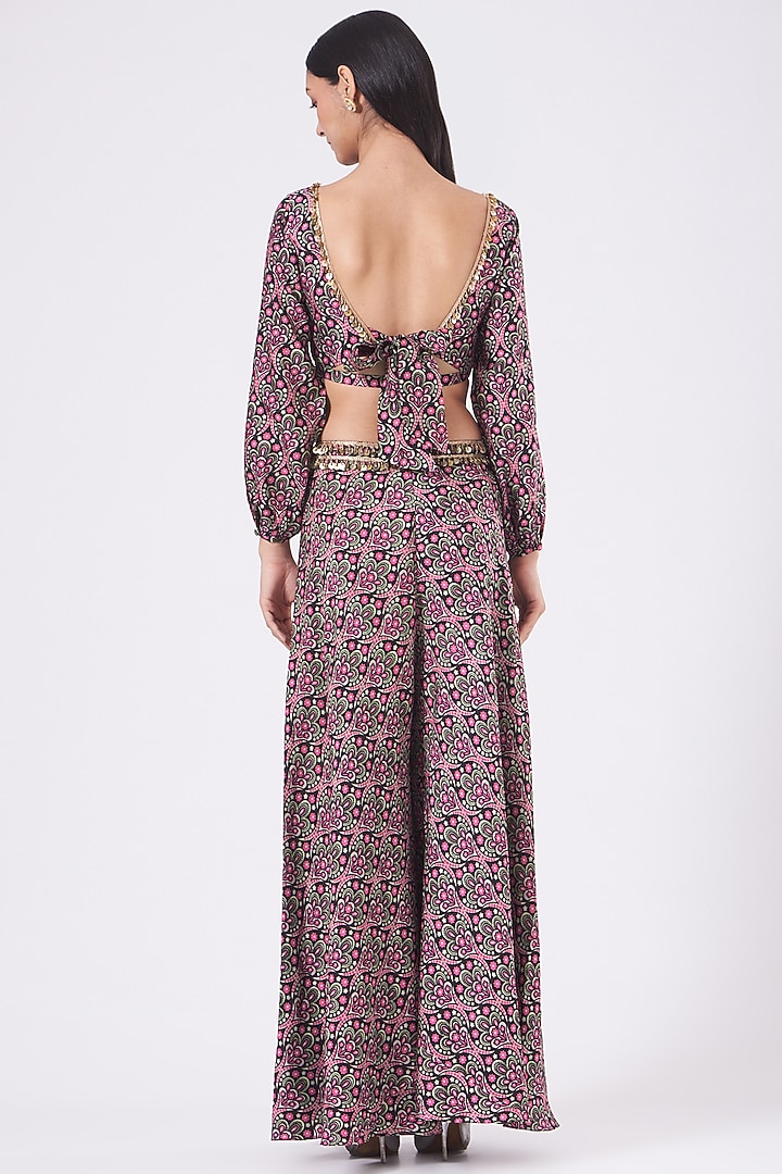 Blush Pink & Black Printed Pant Set by Alpa & Reena at Pernia's Pop Up Shop