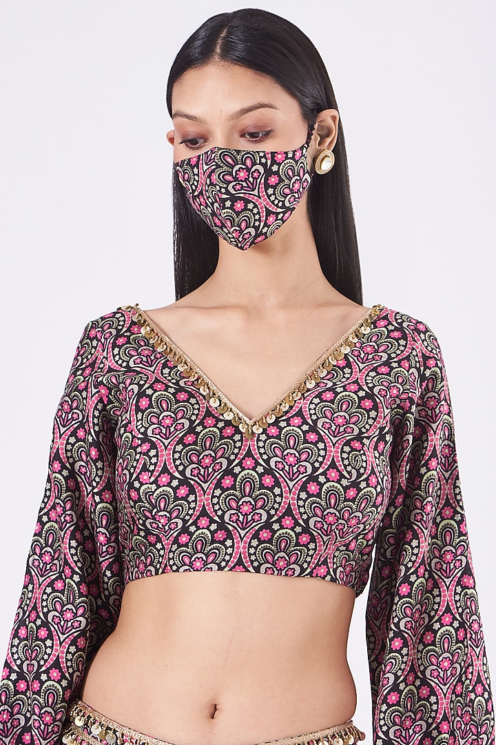 Blush Pink & Black Printed Pant Set by Alpa & Reena at Pernia's Pop Up Shop