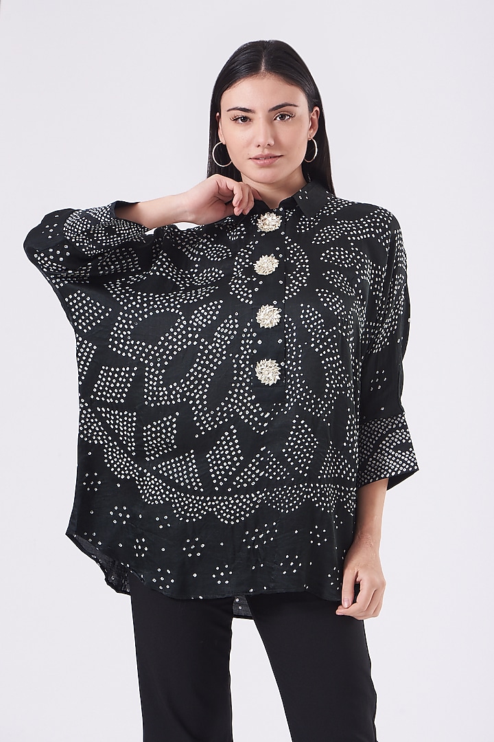 Black Printed Shirt by Alpa & Reena at Pernia's Pop Up Shop