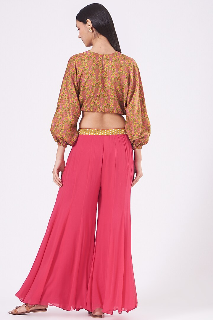Fuchsia Silk Party Wear Sharara Set by Alpa & Reena at Pernia's Pop Up Shop