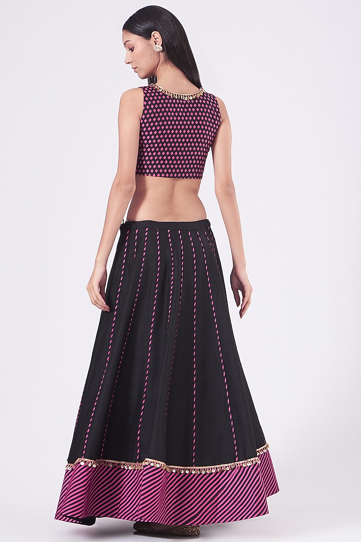 Black & Magenta Silk Skirt Set by Alpa & Reena at Pernia's Pop Up Shop