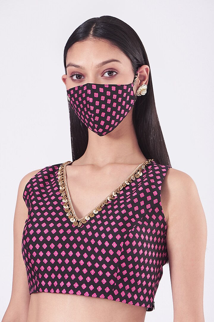 Black & Magenta Silk Skirt Set by Alpa & Reena at Pernia's Pop Up Shop