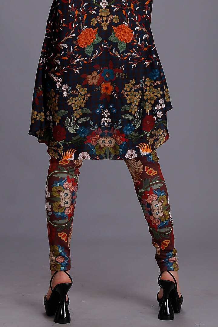 Brown Scuba Digital Printed Leggings by Alpona Designs at Pernia's Pop Up Shop