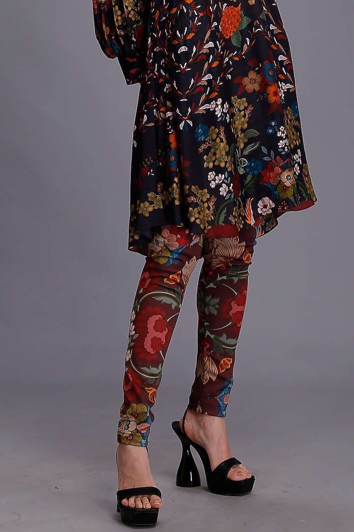 Brown Scuba Digital Printed Leggings by Alpona Designs at Pernia's Pop Up Shop