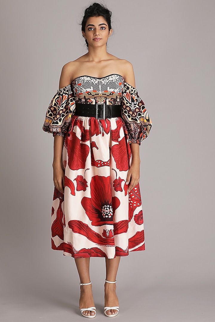 Pale Misty Rose Printed Skirt by Alpona Designs