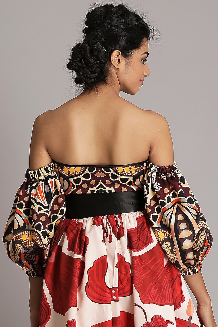 Ebony Brown Printed Corset by Alpona Designs at Pernia's Pop Up Shop