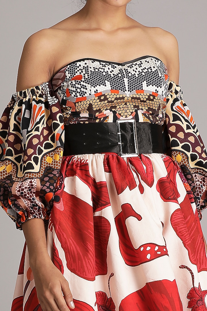 Ebony Brown Printed Corset by Alpona Designs at Pernia's Pop Up Shop