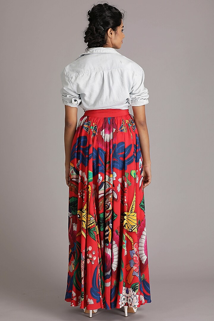 Red Mantis Printed Maxi Skirt by Alpona Designs at Pernia's Pop Up Shop