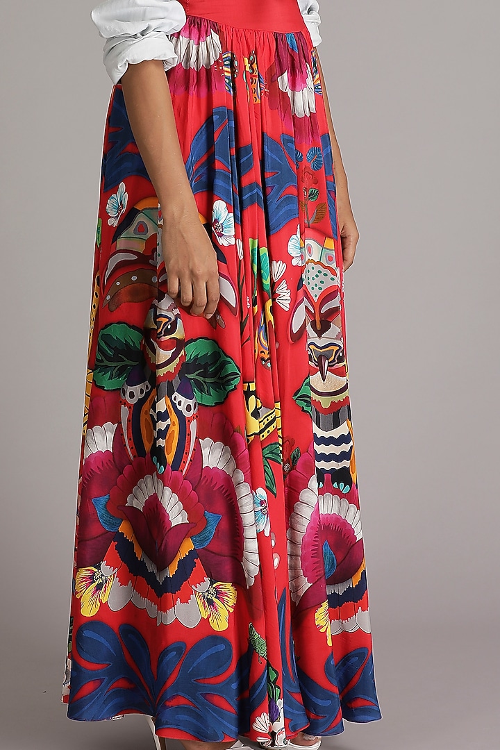 Red Mantis Printed Maxi Skirt by Alpona Designs at Pernia's Pop Up Shop