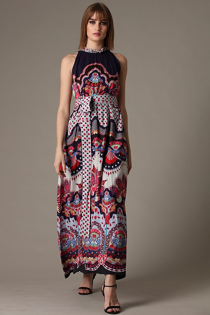 Midnight Purple Folk Printed Vacation Dress by Alpona Designs at Pernia's Pop Up Shop