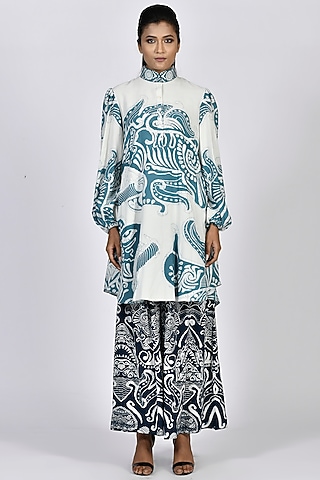 White Digital Printed Tunic by Alpona Designs
