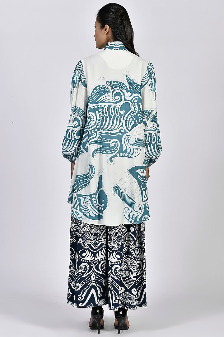 White Digital Printed Tunic by Alpona Designs at Pernia's Pop Up Shop