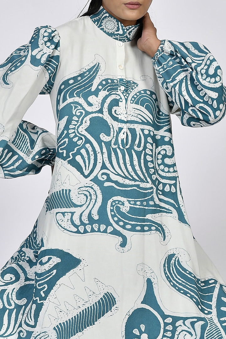 Dark Navy Blue Digital Printed Culottes by Alpona Designs at Pernia's Pop Up Shop