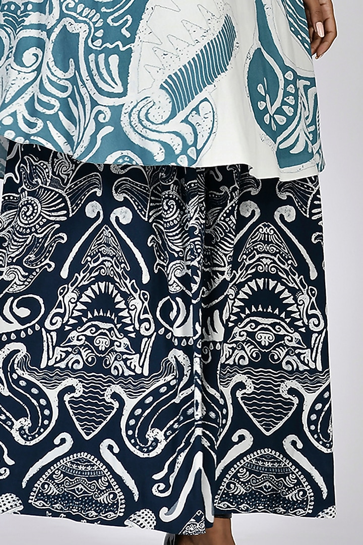 Dark Navy Blue Digital Printed Culottes by Alpona Designs at Pernia's Pop Up Shop