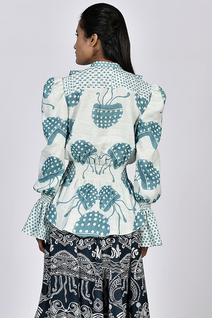 White Digital Printed Short Top by Alpona Designs at Pernia's Pop Up Shop