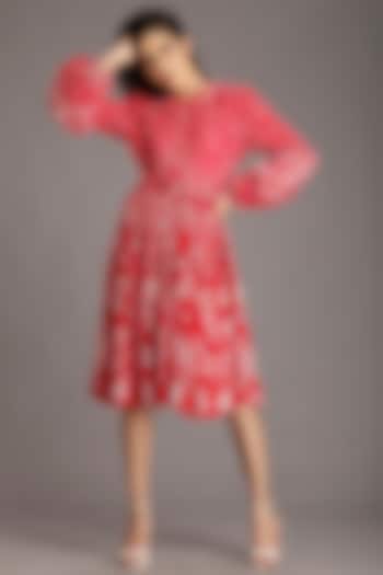 Cadmium Red Printed Vacation Dress by Alpona Designs at Pernia's Pop Up Shop