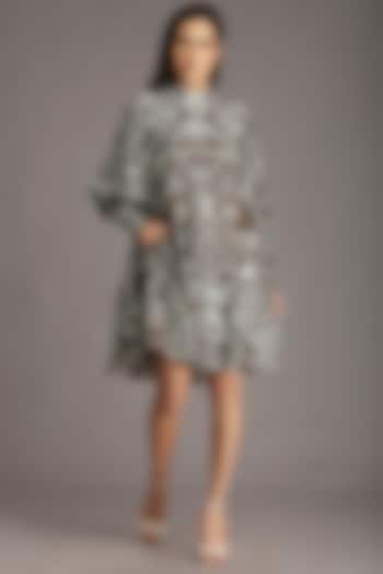 Olive Digital Printed Mini Dress by Alpona Designs