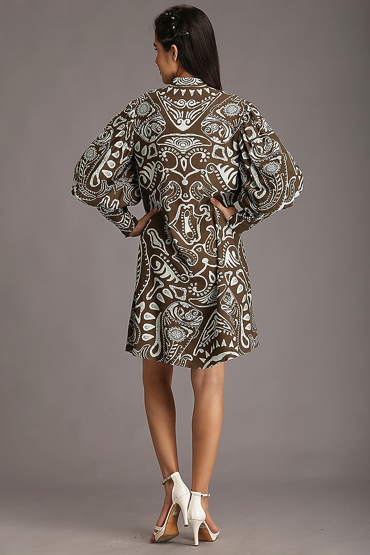 Olive Digital Printed Mini Vacation Dress by Alpona Designs at Pernia's Pop Up Shop