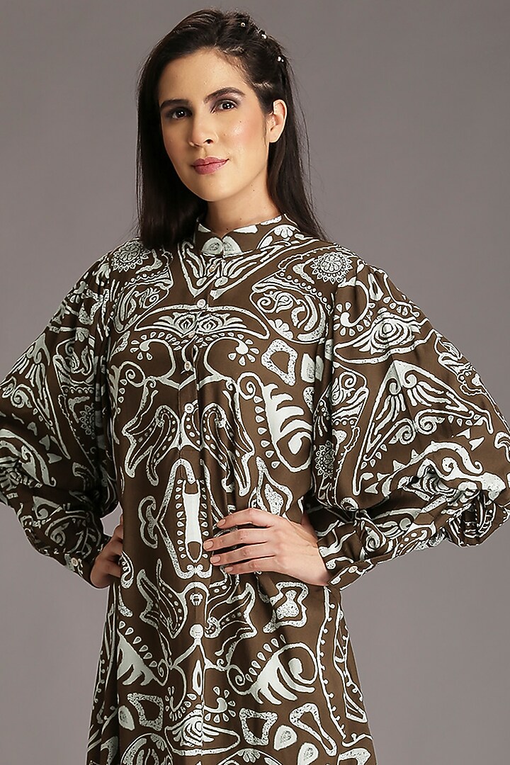 Olive Digital Printed Mini Vacation Dress by Alpona Designs at Pernia's Pop Up Shop